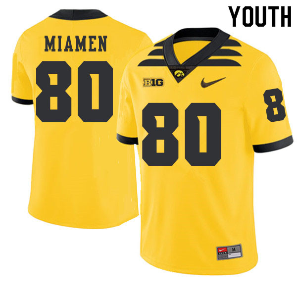 2019 Youth #80 Josiah Miamen Iowa Hawkeyes College Football Alternate Jerseys Sale-Gold